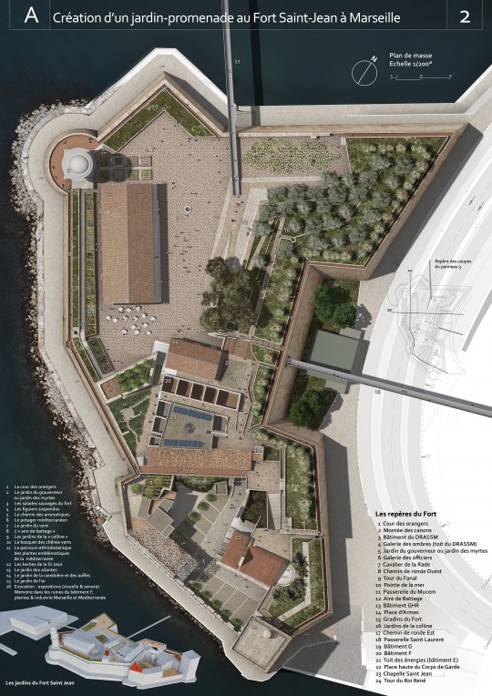 Perspective de concours - Agence APS Architecture de l'espace public Paysage et Urbanisme - Fort Saint-Jean à Marseille