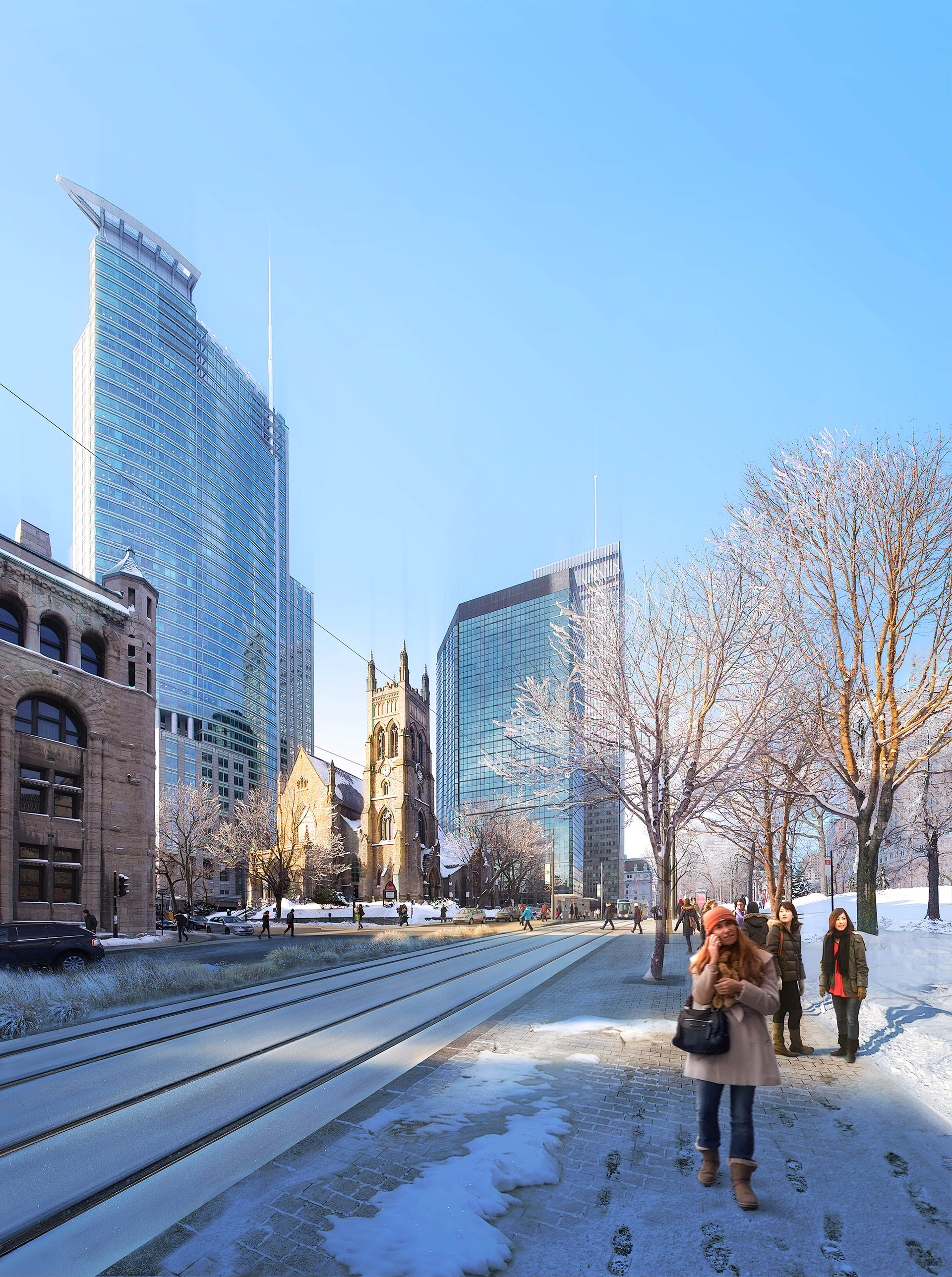 Perspective de concours - GAUTIER+CONQUET Architectes - Tramway à Montréal