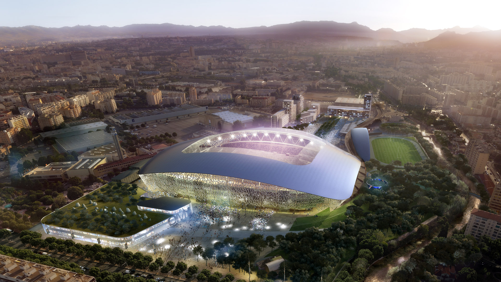 Perspective de Concours - CARTA et associés - Architectes - Projet Stade Vélodrome Marseille